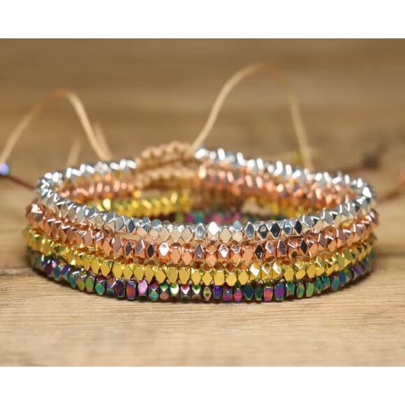 Beaded Hematite Adjustable Bracelet Multi-Colored - Picture 10 of 10